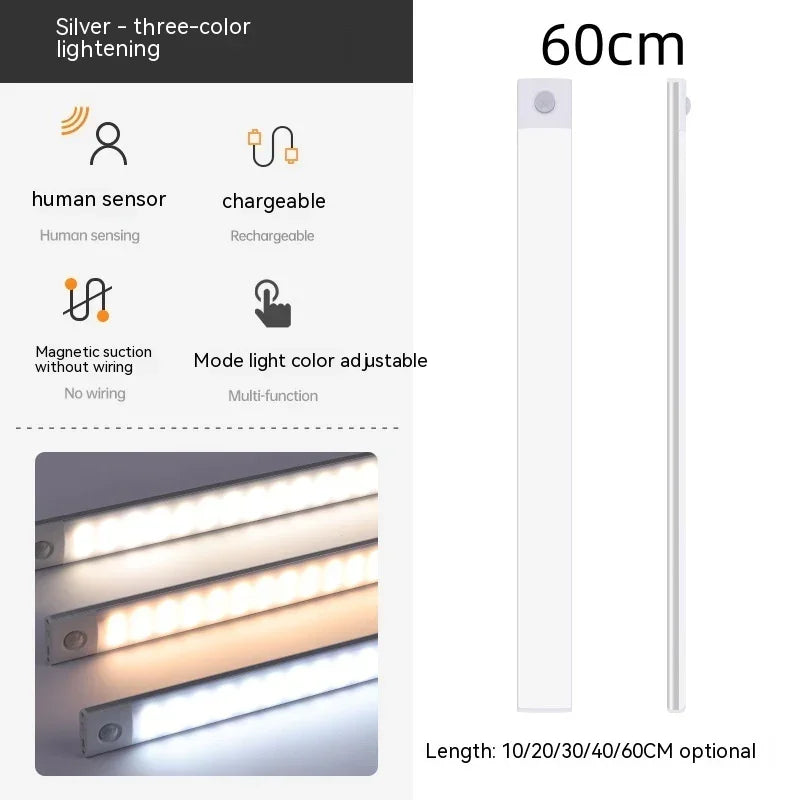 Smart Infrared Sensor Lamp Wireless Magnetic Long Cabinet Light With Rechargeable Hallway Wardrobe - Voltora Hub