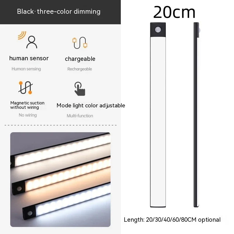 Smart Infrared Sensor Lamp Wireless Magnetic Long Cabinet Light With Rechargeable Hallway Wardrobe - Voltora Hub