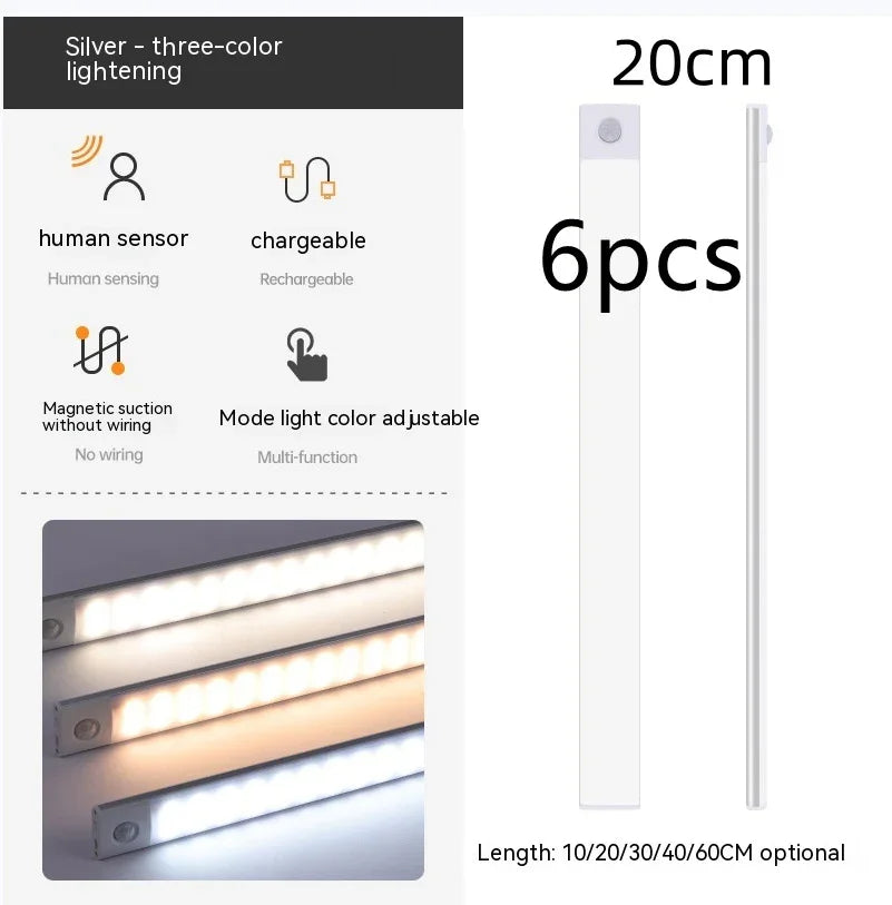 Smart Infrared Sensor Lamp Wireless Magnetic Long Cabinet Light With Rechargeable Hallway Wardrobe - Voltora Hub