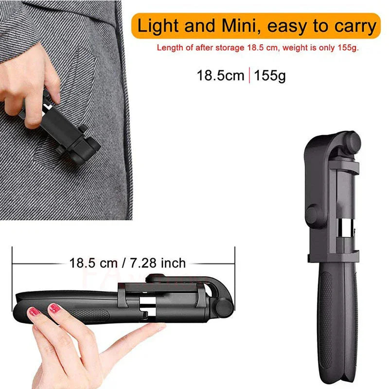 Compatible with Apple, Tripod Selfie Stick Mobile Universal Live Triangle Bracket One Bluetooth Selfie Artifact - Voltora Hub