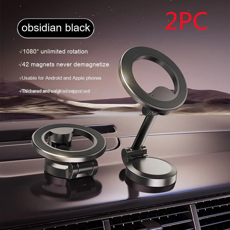 Magnetic Car Phone Mount All-Metal Foldable Phone Holder For Car Strongest Magnet Dashboard Phone Mount For Phone - Voltora Hub