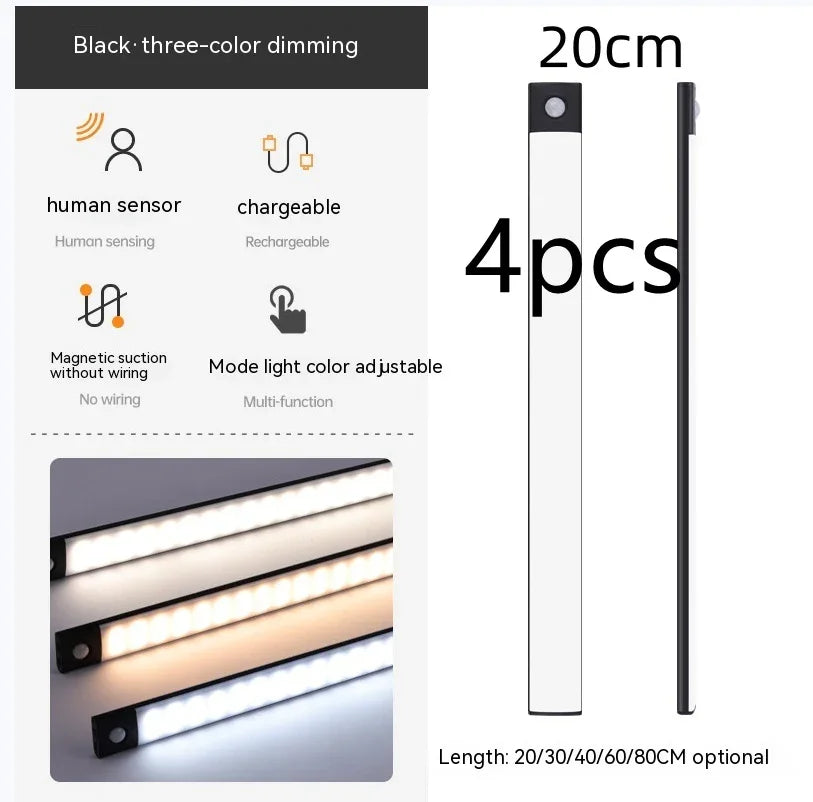 Smart Infrared Sensor Lamp Wireless Magnetic Long Cabinet Light With Rechargeable Hallway Wardrobe - Voltora Hub