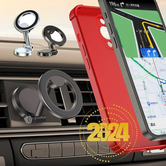 Magnetic Car Phone Mount All-Metal Foldable Phone Holder For Car Strongest Magnet Dashboard Phone Mount For Phone - Voltora Hub