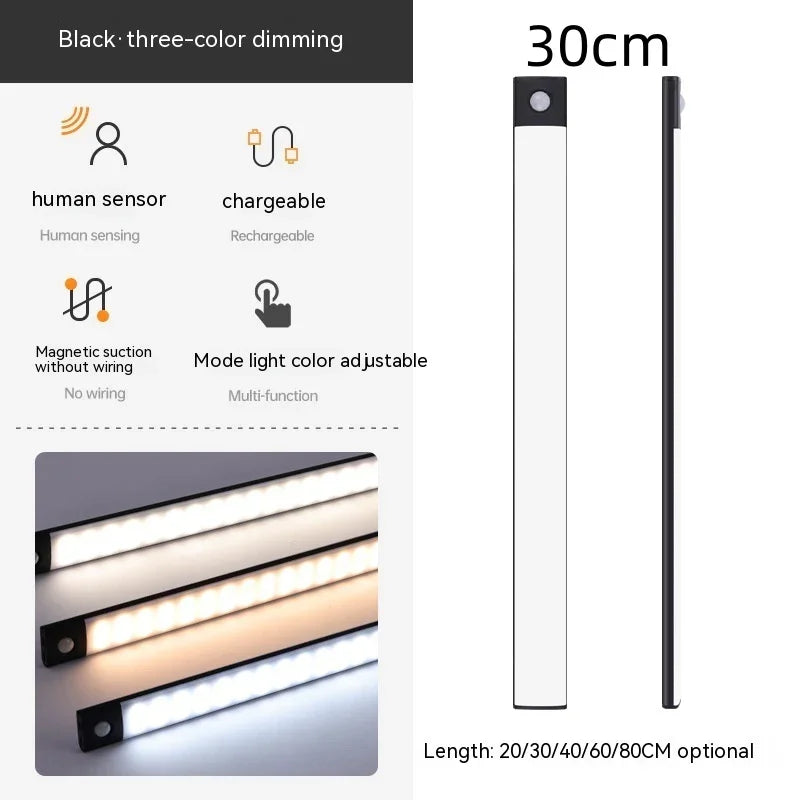 Smart Infrared Sensor Lamp Wireless Magnetic Long Cabinet Light With Rechargeable Hallway Wardrobe - Voltora Hub