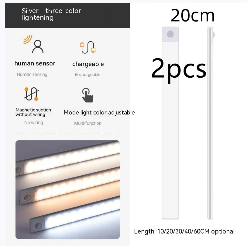 Smart Infrared Sensor Lamp Wireless Magnetic Long Cabinet Light With Rechargeable Hallway Wardrobe - Voltora Hub
