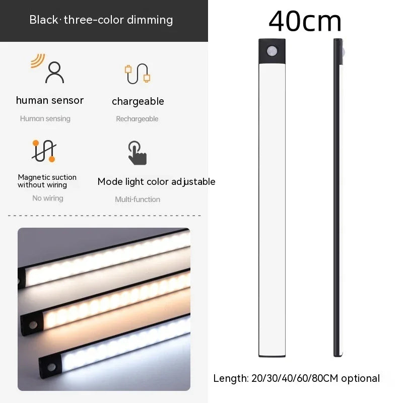 Smart Infrared Sensor Lamp Wireless Magnetic Long Cabinet Light With Rechargeable Hallway Wardrobe - Voltora Hub