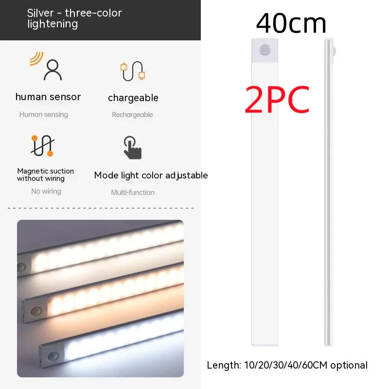 Smart Infrared Sensor Lamp Wireless Magnetic Long Cabinet Light With Rechargeable Hallway Wardrobe - Voltora Hub