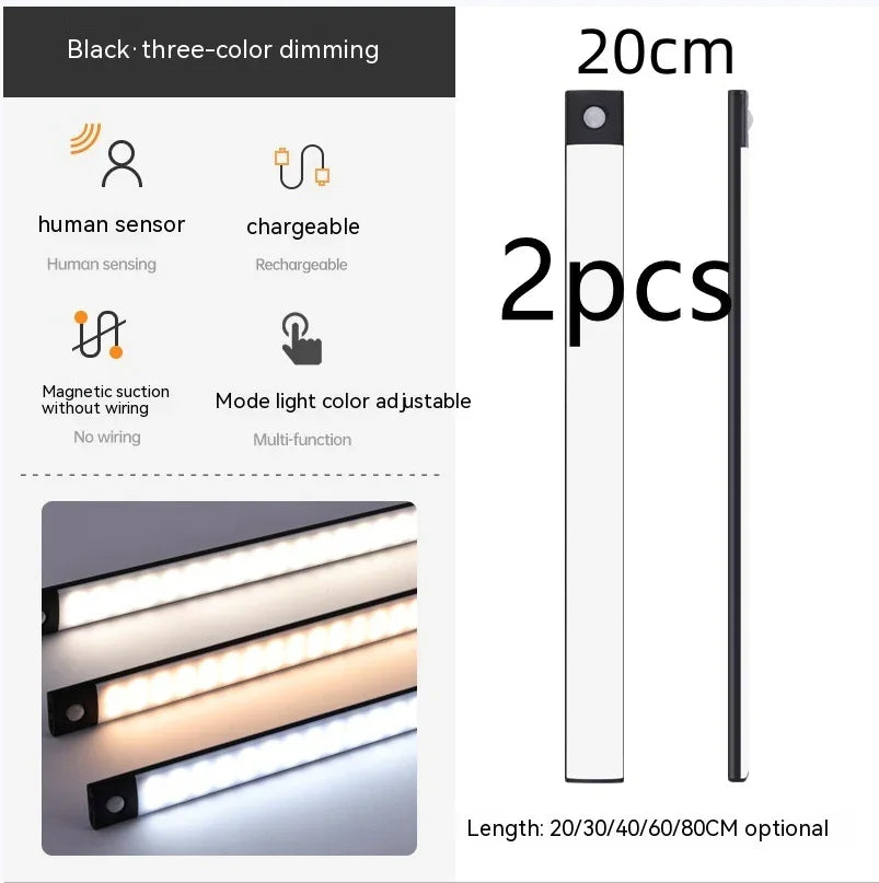 Smart Infrared Sensor Lamp Wireless Magnetic Long Cabinet Light With Rechargeable Hallway Wardrobe - Voltora Hub