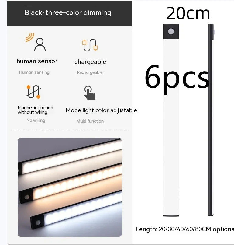 Smart Infrared Sensor Lamp Wireless Magnetic Long Cabinet Light With Rechargeable Hallway Wardrobe - Voltora Hub