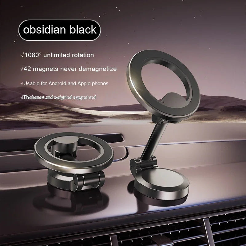 Magnetic Car Phone Mount All-Metal Foldable Phone Holder For Car Strongest Magnet Dashboard Phone Mount For Phone - Voltora Hub