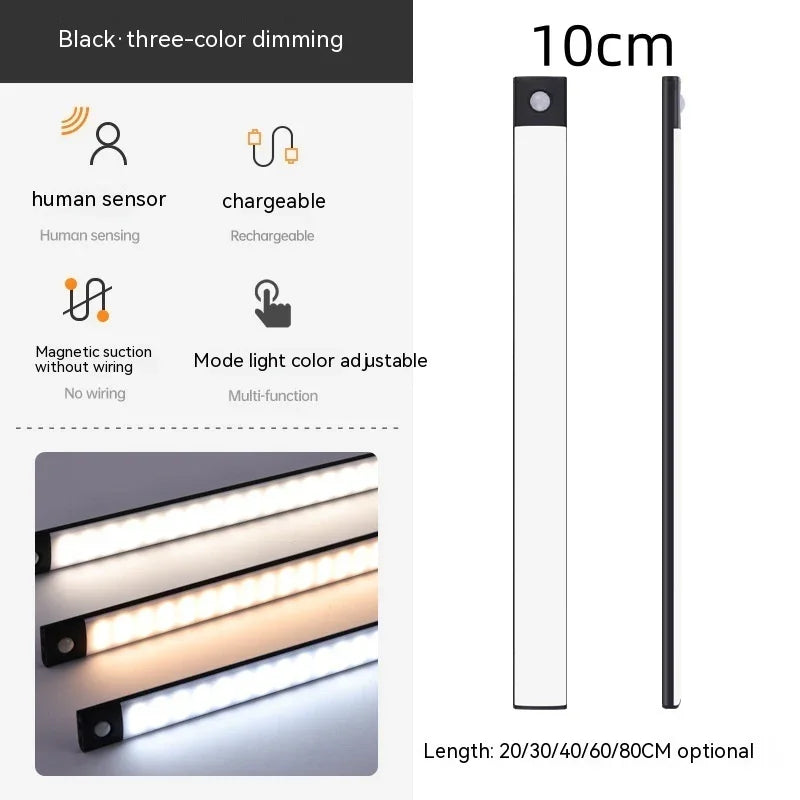 Smart Infrared Sensor Lamp Wireless Magnetic Long Cabinet Light With Rechargeable Hallway Wardrobe - Voltora Hub