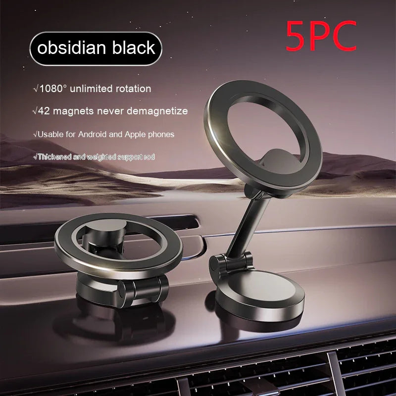 Magnetic Car Phone Mount All-Metal Foldable Phone Holder For Car Strongest Magnet Dashboard Phone Mount For Phone - Voltora Hub